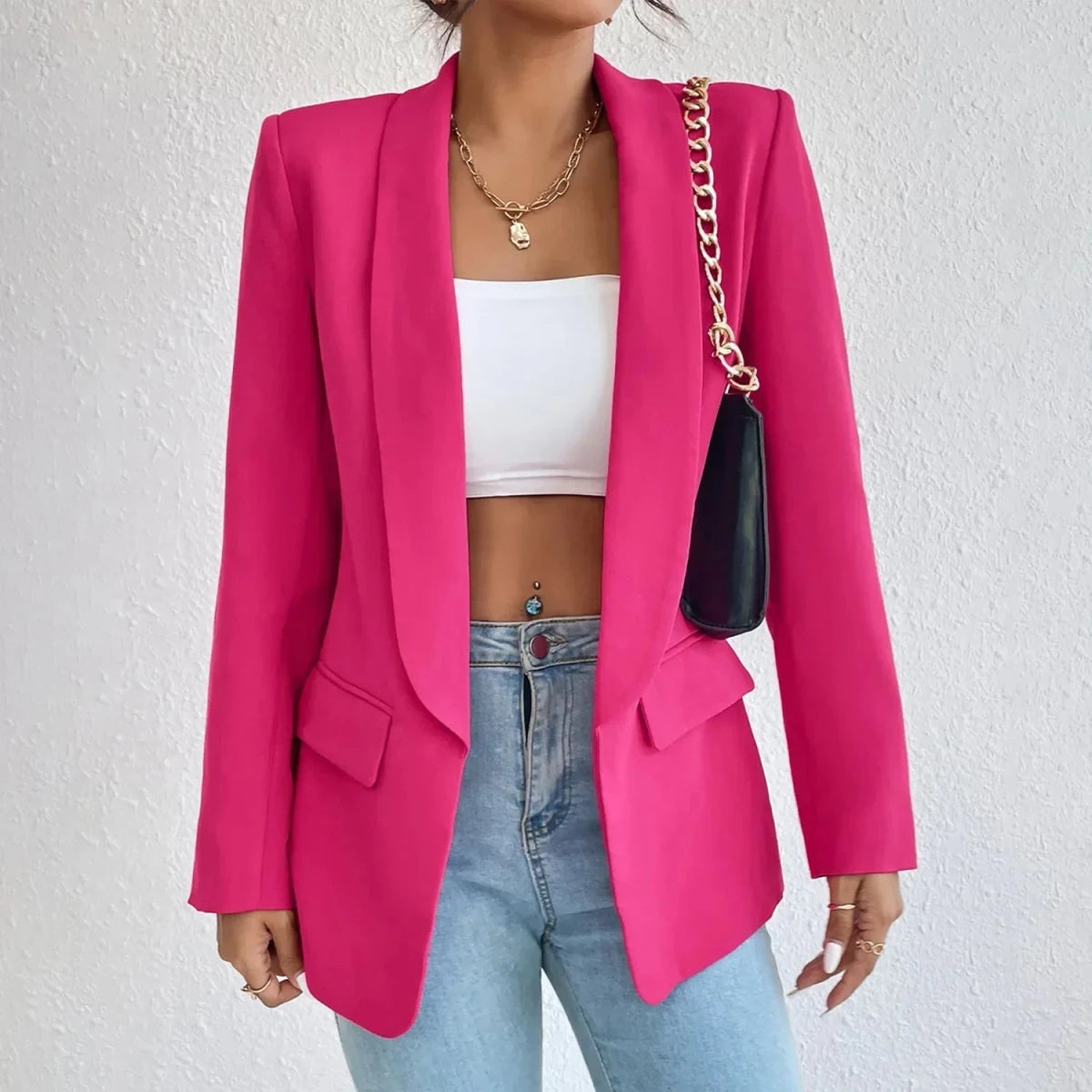 Polished Polyester Blazer