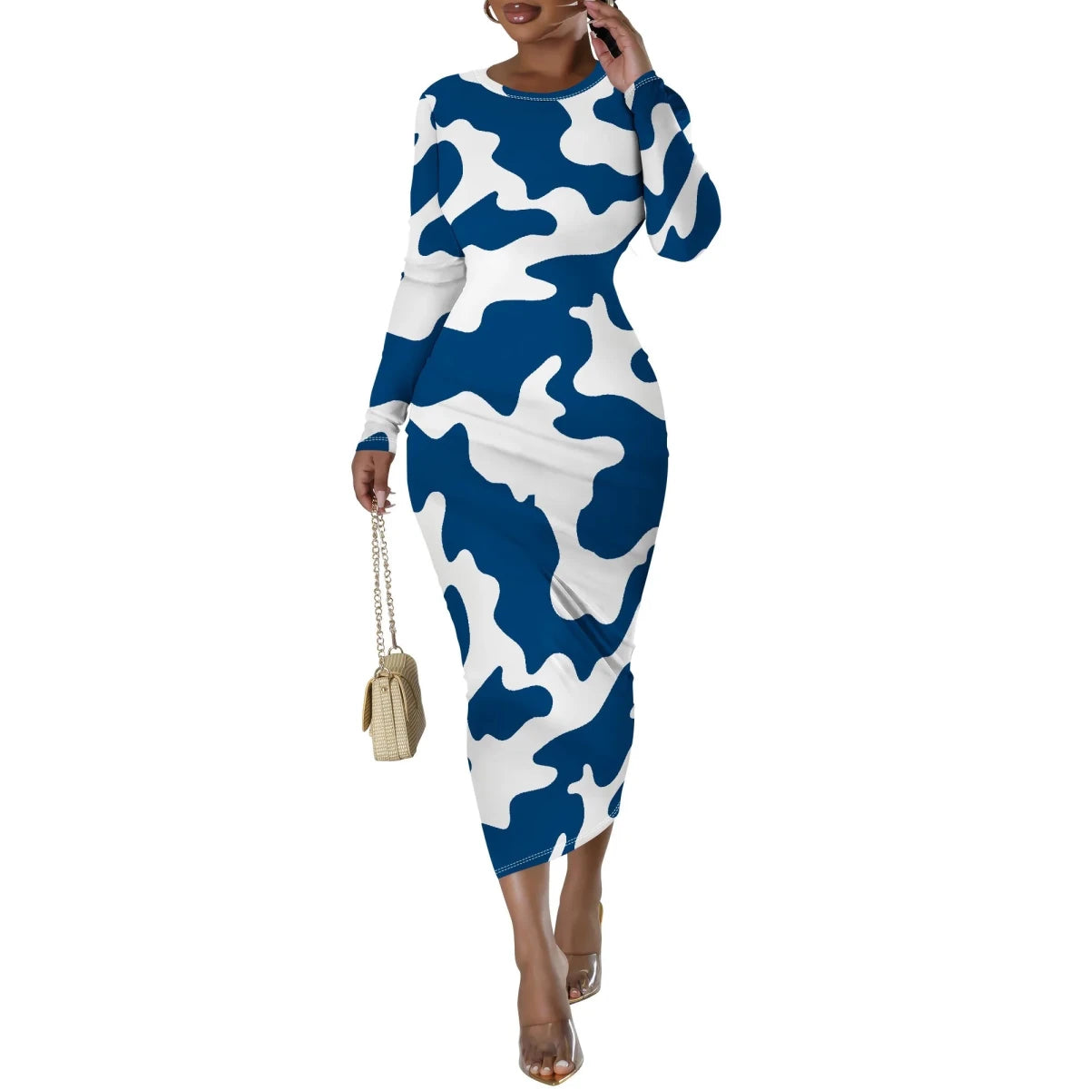 Bold Cow Print Bodycon Dress