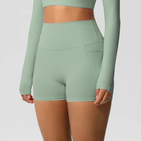 High Waist Pocketed Yoga Shorts
