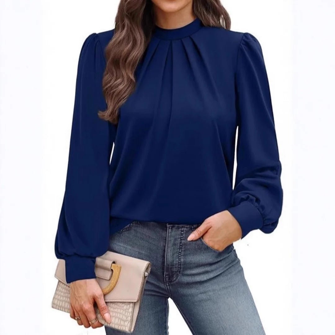 Leopard Print High Collar Ruched Long Sleeve Top