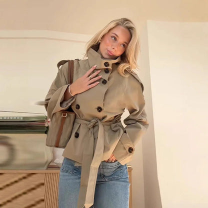 Sleek Double Breasted Trench Coat