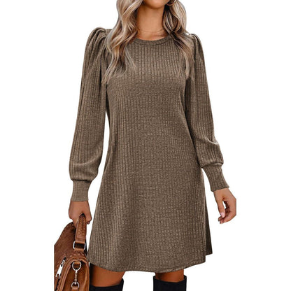 Kaia | Women's Ribbed Puff Sleeve Jumper Dress for Winter