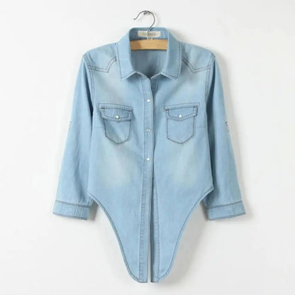 Lässiges Denim-Hemd mit Knoten vorne