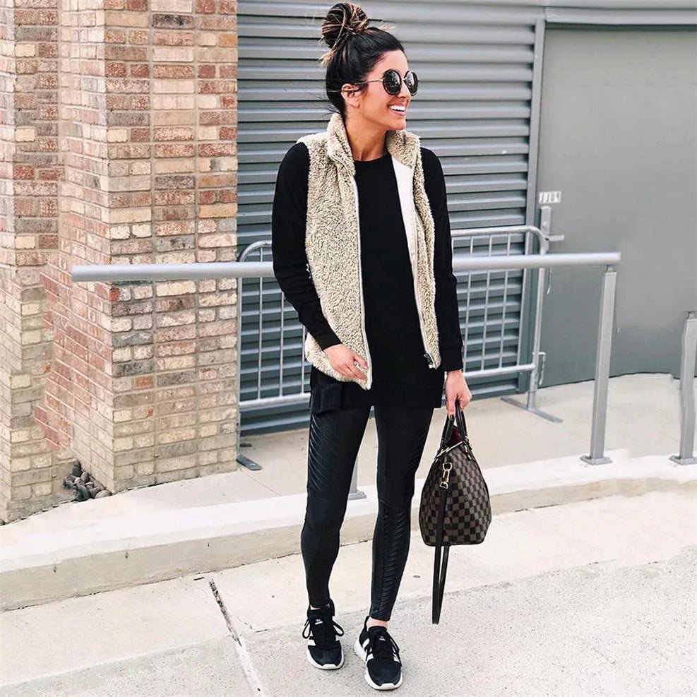 Cozy Leopard Print Zip Vest
