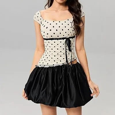 Polka Dot Square Neck Slim Fit Top