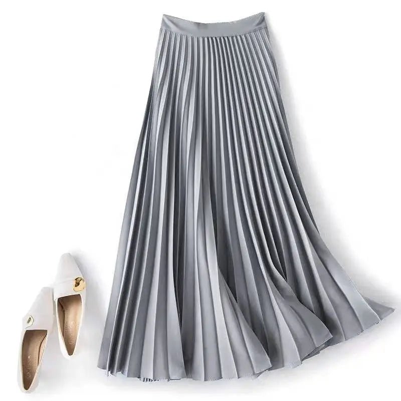 Airy Pleated High Waist Midi Skirt