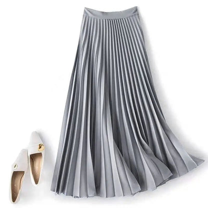Airy Pleated High Waist Midi Skirt