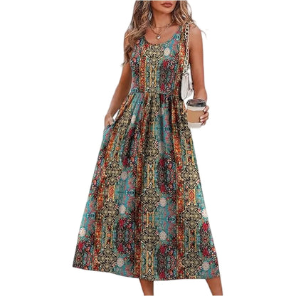 Retro Floral Loose Maxi Sundress