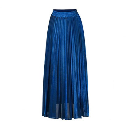 High Waist Pleated Golden Maxi Skirt
