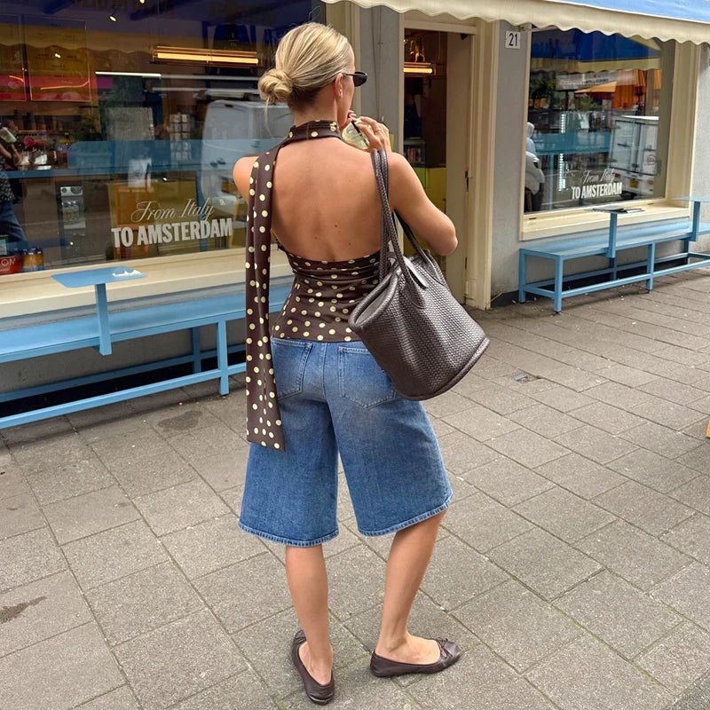Retro Polka Dot Halter Top