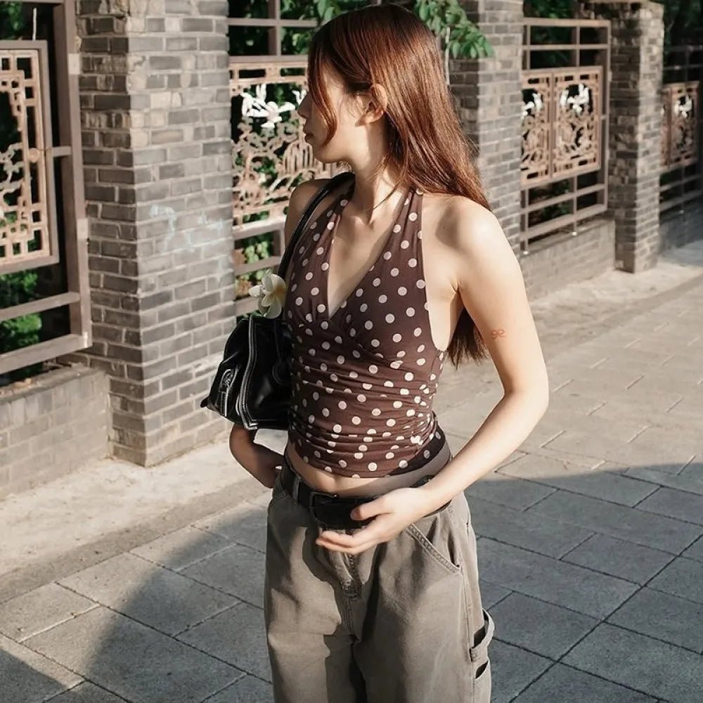 Chic Polka Dot Halter Top