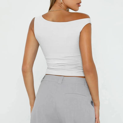 Asymmetrical Off Shoulder Crop Top