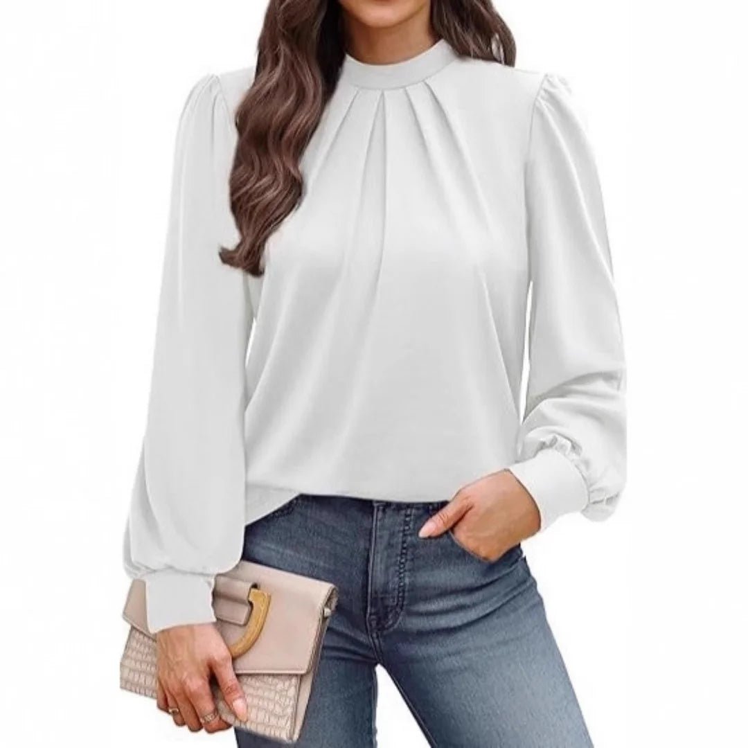 Leopard Print High Collar Ruched Long Sleeve Top