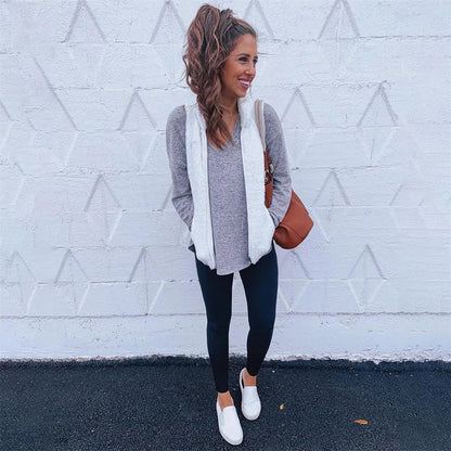 Cozy Leopard Print Zip Vest