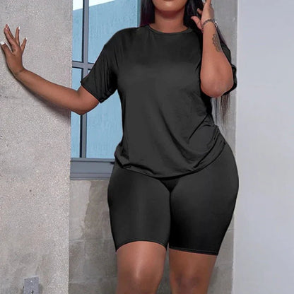 Solid Color Sports Top And Shorts Set