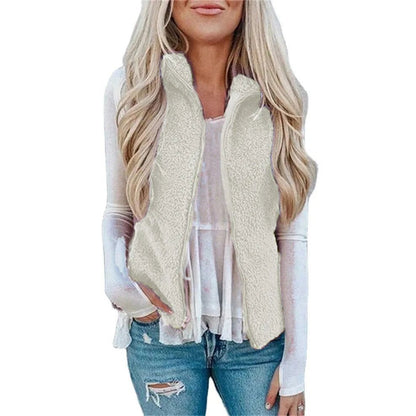 Cozy Leopard Print Zip Vest