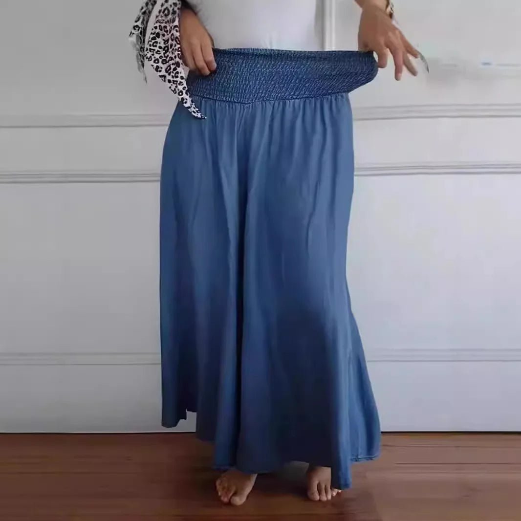 Casual Culotte Skirt Elastic Waist