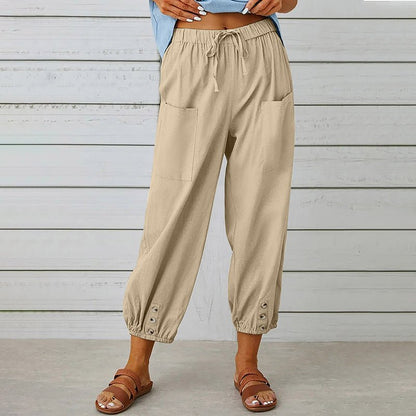 Waist Straight Casual Trousers