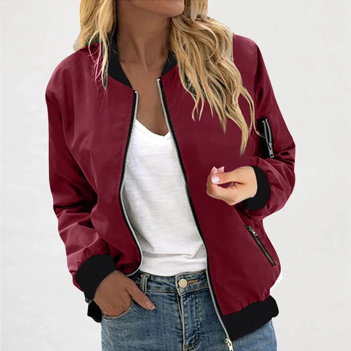 Sporty Lightweight Bomber Jacket