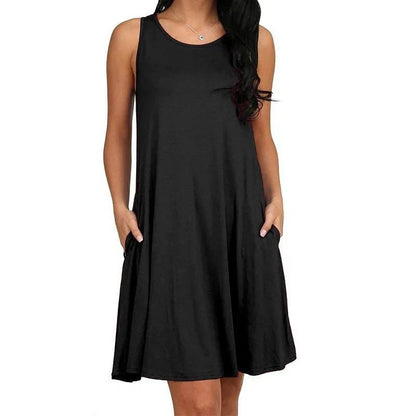 Casual Pleated Cotton Tank Dress