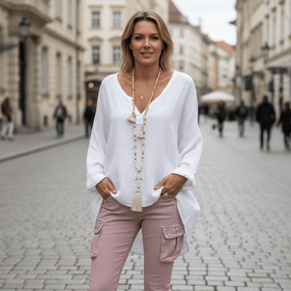 V-Neck Long Sleeve Top
