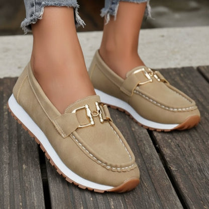 Cozy Buckle Flat Loafers