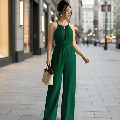 Deep Halter Neck Jumpsuits