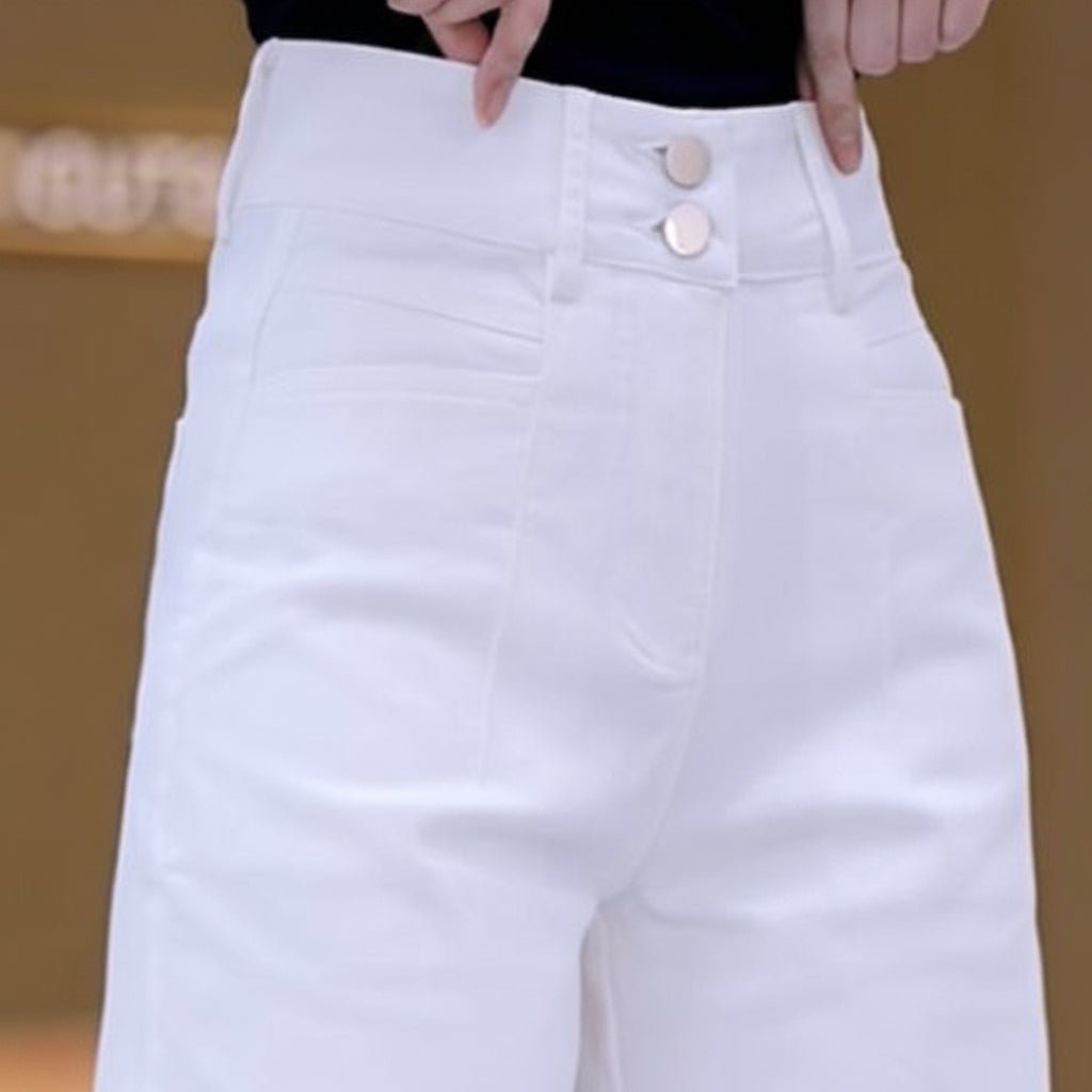 High Waisted Button Fly Bermuda Shorts