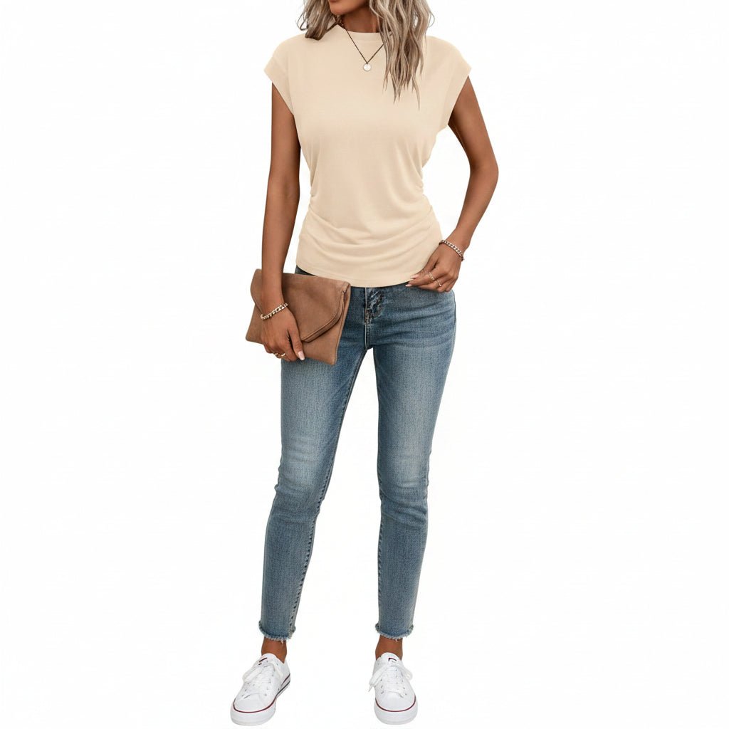 Cap Sleeve Crew Neck Top