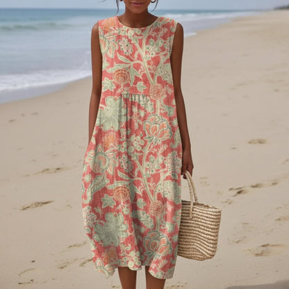 Floral Sleeveless Midi Leisure Dress