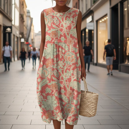 Floral Sleeveless Midi Leisure Dress