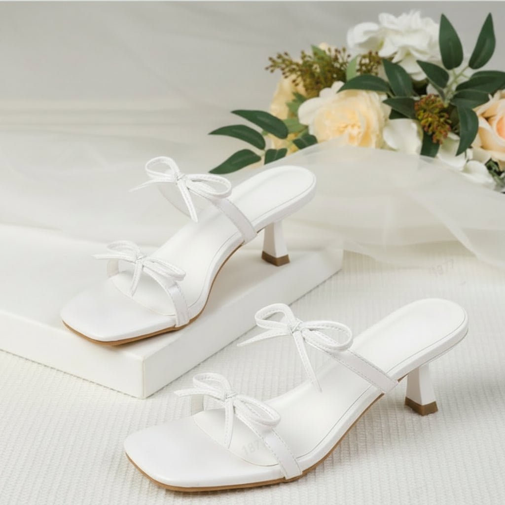 Bow Kitten Heel Slide Sandals