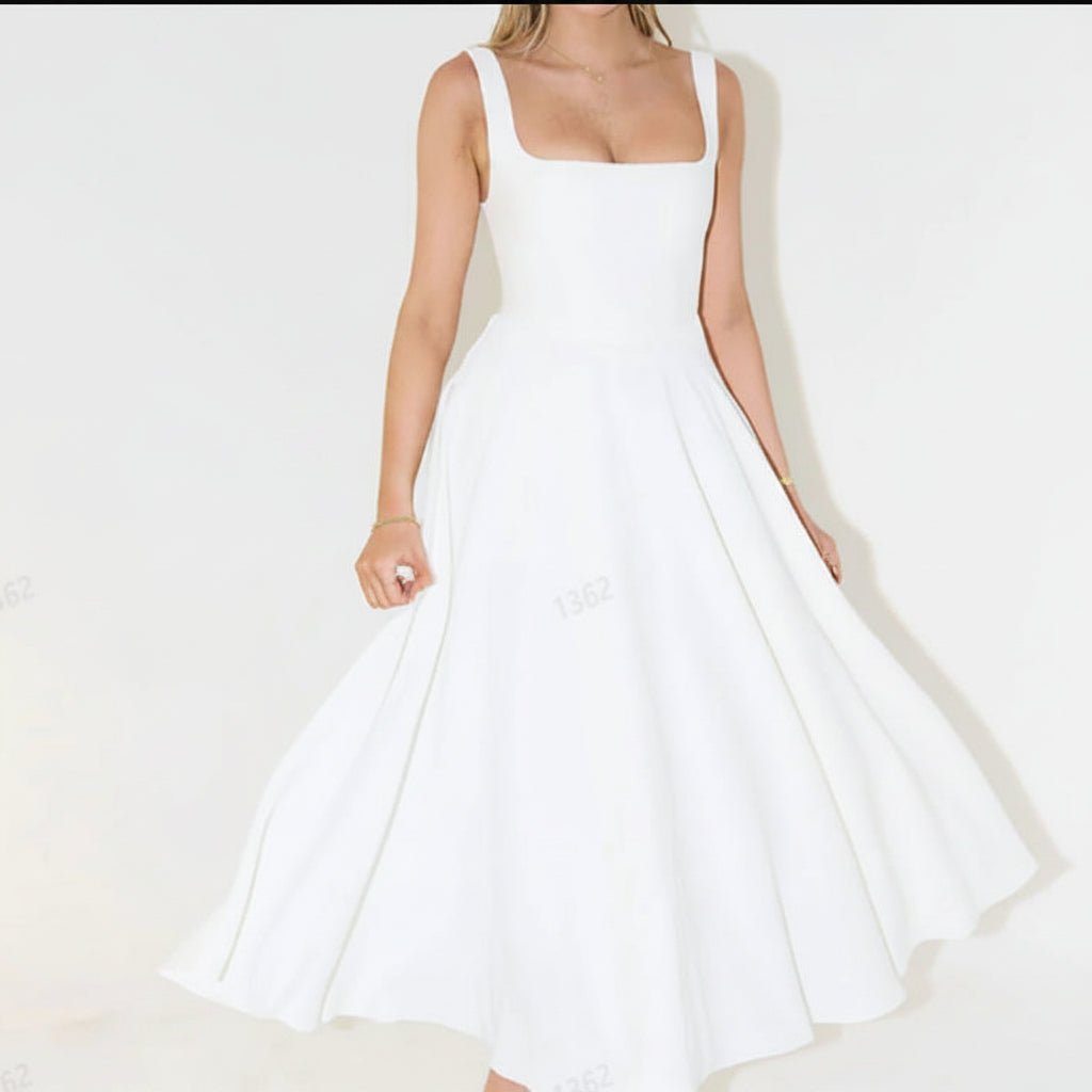 Square Neck Midi Dress for Work