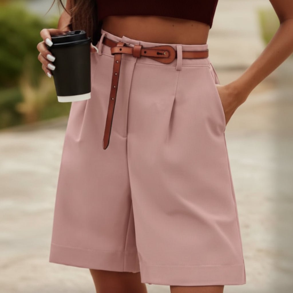 High Waisted Wide Leg Bermuda Shorts