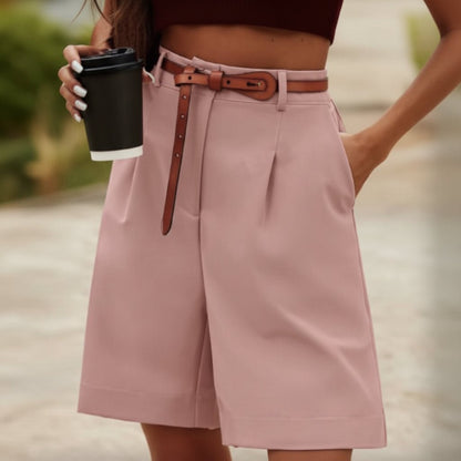 High Waisted Wide Leg Bermuda Shorts