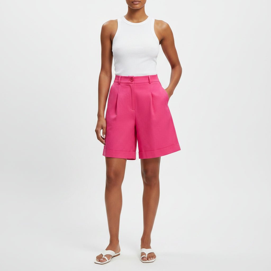 High Waisted Wide Leg Bermuda Shorts