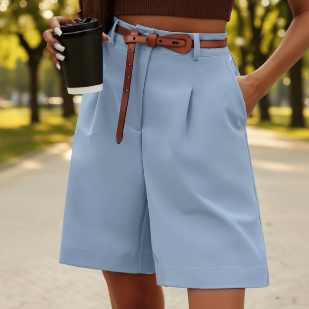 High Waisted Wide Leg Bermuda Shorts