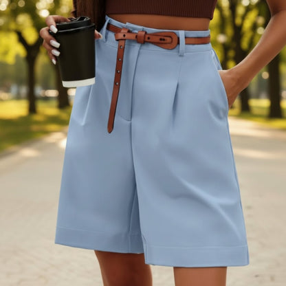 High Waisted Wide Leg Bermuda Shorts