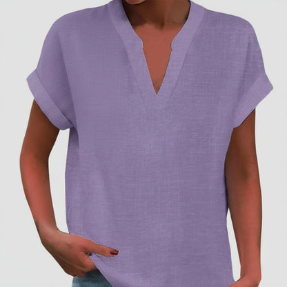 V-Neck Curved Hem Top