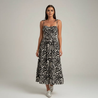 Bold Zebra Print Maxi Dress