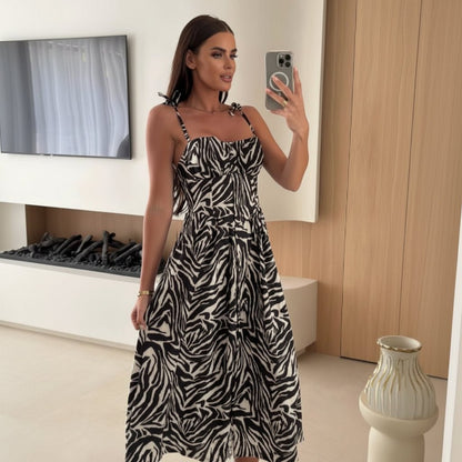 Bold Zebra Print Maxi Dress