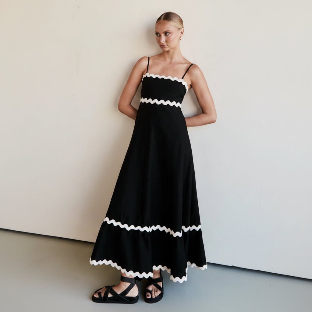 Flowy Spaghetti Strap Ruffle Maxi Dress