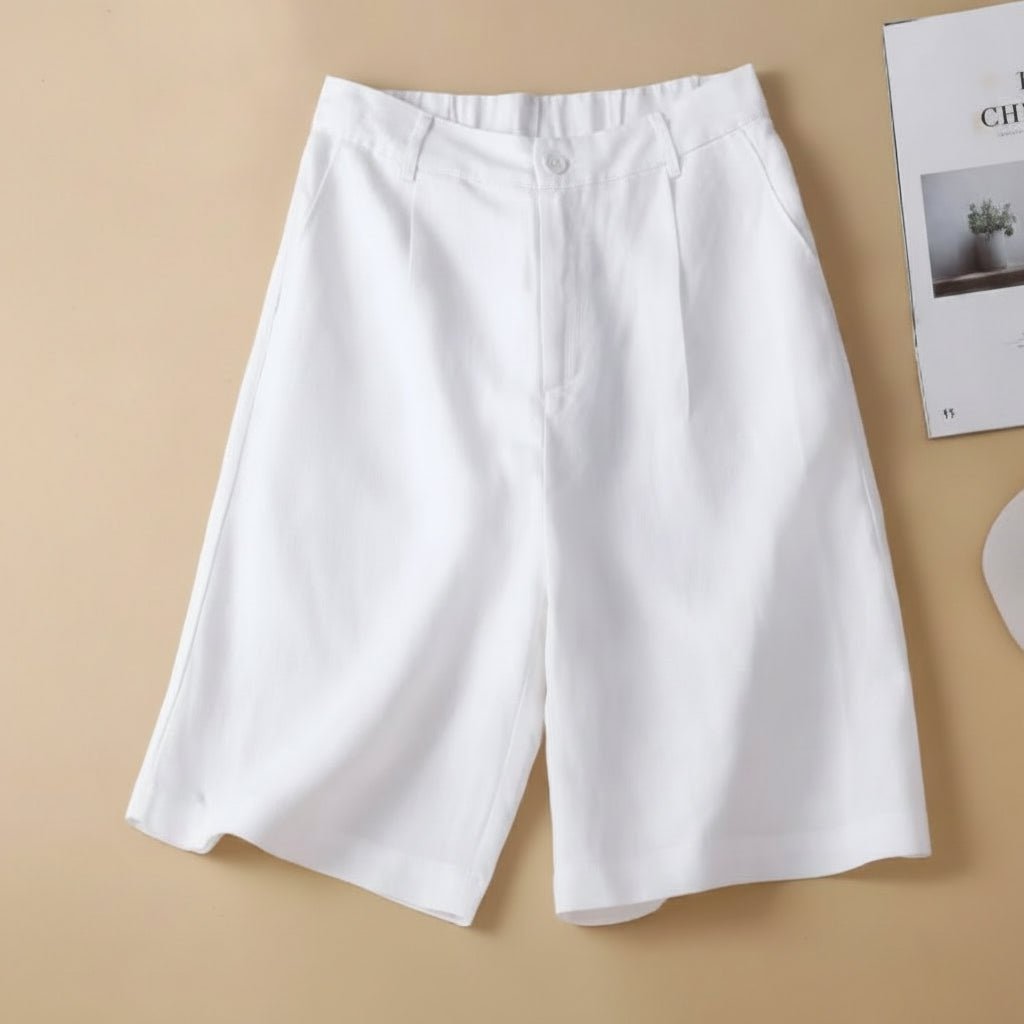 Elastic Waist Knee Length Casual Shorts