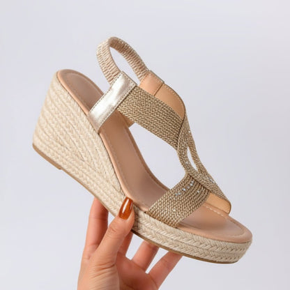 Metallic Platform Wedge Sandals