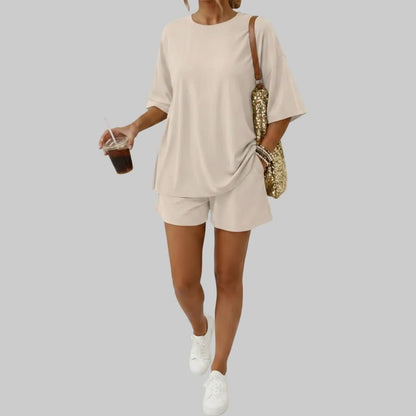 Solid Color T Shirt And Shorts Set