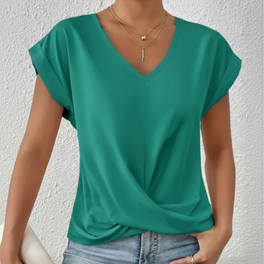Relaxed V-Neck Draped Top