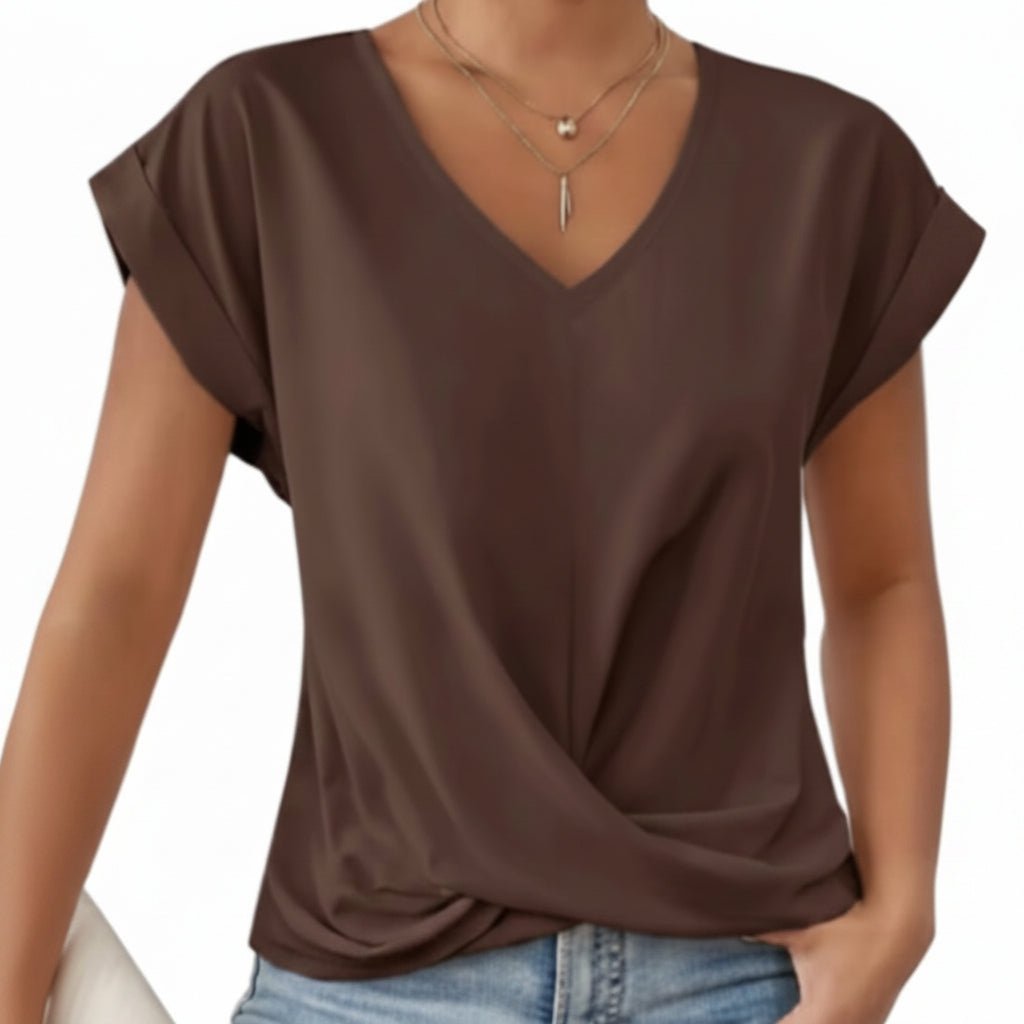 Relaxed V-Neck Draped Top