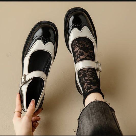 Zapatos vintage con correa estilo brogue para uso diario