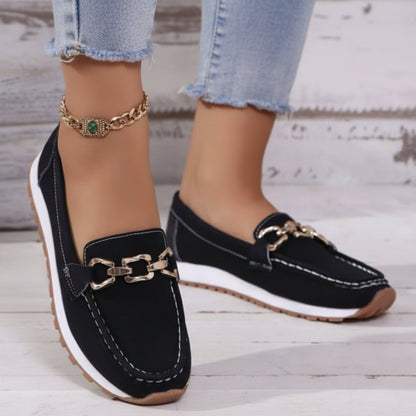 Sleek Leather Loafers Chain