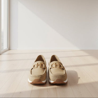 Sleek Leather Loafers Chain